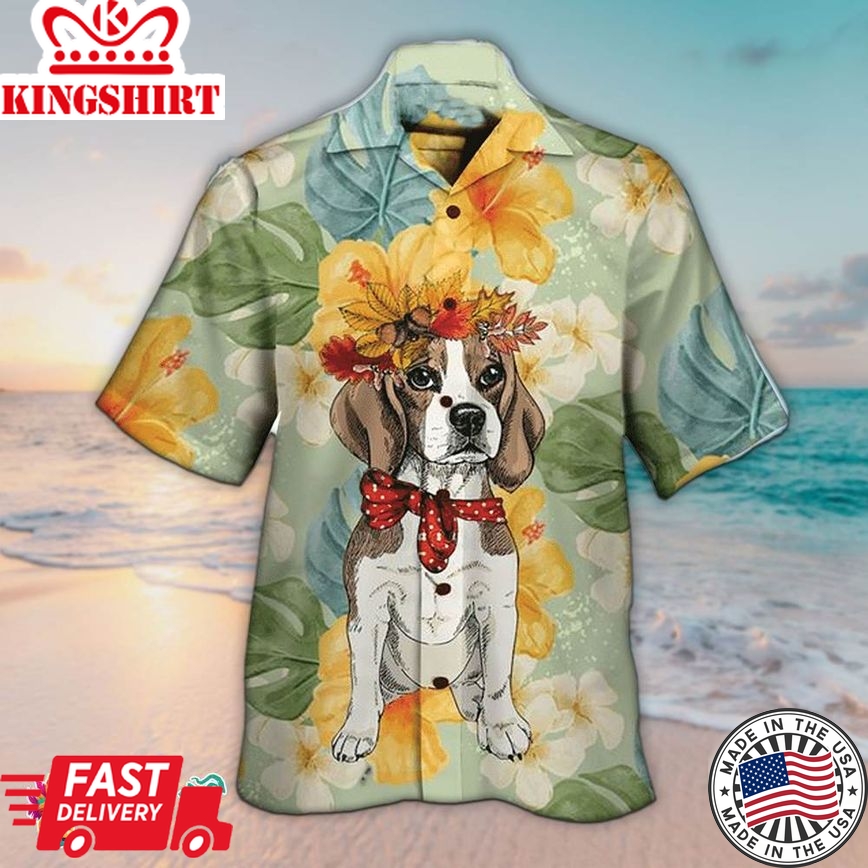 Beagle Hawaiian Shirt Beagle Art Flower Hawaiian Shirts, Aloha Hawaiian Shirts