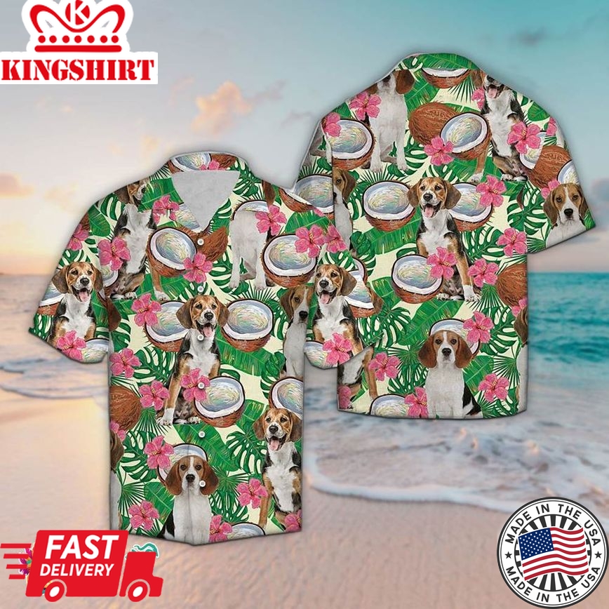 Beagle Hawaiian Shirt Beagle Dog Tropical Coconut Hawaiian Aloha Beach Shirt