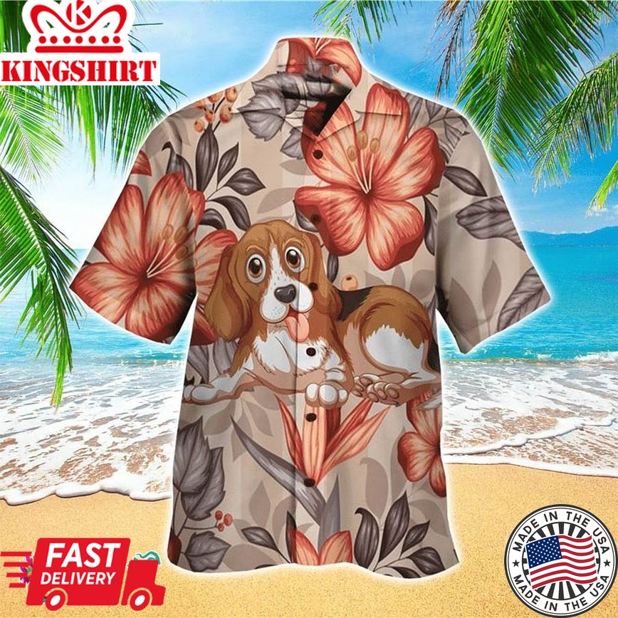 Beagle Hawaiian Shirt Cute Beagle Floral, Aloha Hawaiian Shirts