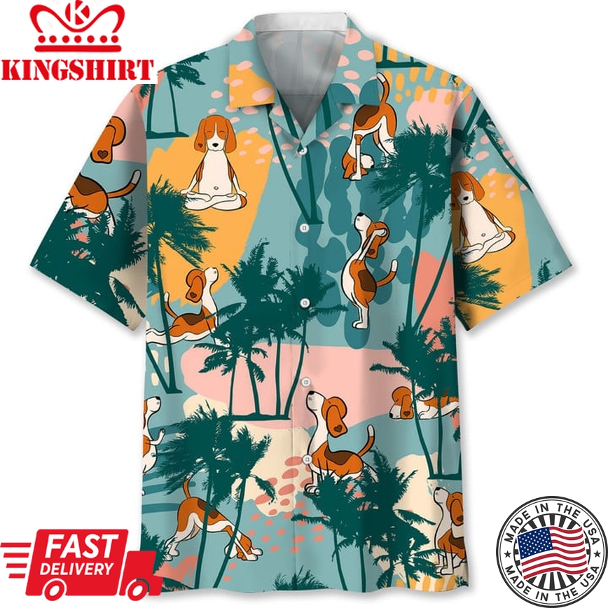 Beagle Palm Tree Colorful Hawaii Shirt