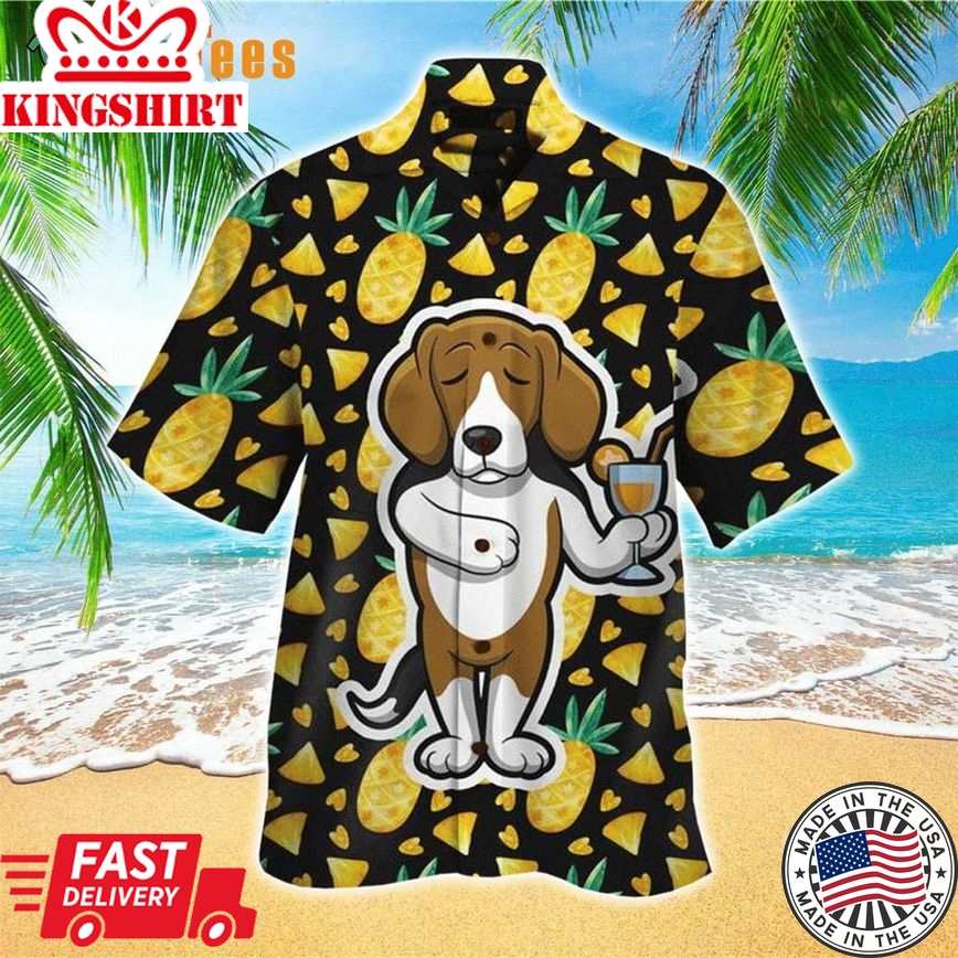 Beagle Pineapple Pattern Trendy Hawaiian Shirt, Dog Trendy Hawaiian Shirt Perfect Gifts For Your Loved Ones