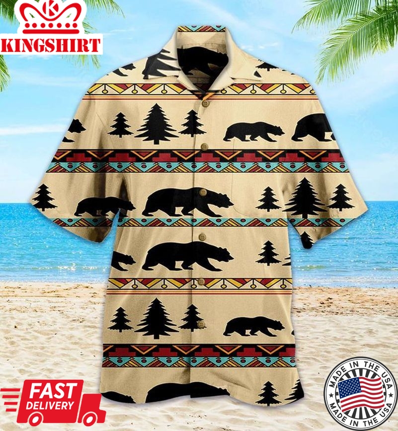 Bear Beige Trendy Hawaiian Shirt 3D Summer Gifts