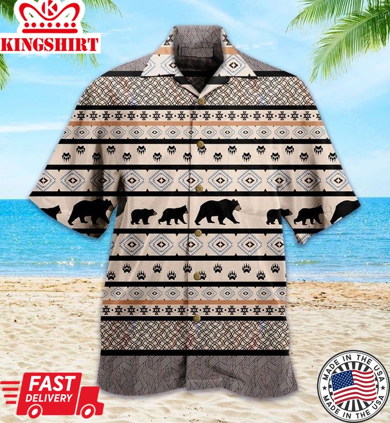 Bear Crossing Brown Trendy Hawaiian Shirt 3D, Bear Lover Trendy Hawaiian Shirt For Summer Gifts