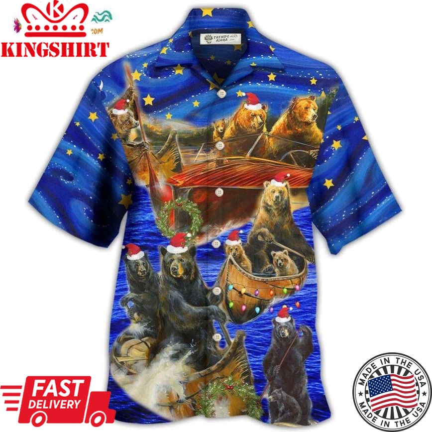 Bear Floats Boats Merry Christmas Hawaiian Shirt