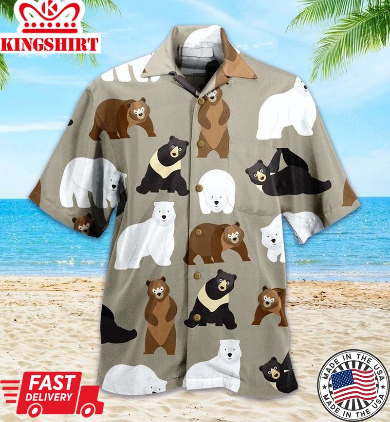 Bear Grey Trendy Hawaiian Shirt 3D Summer Gifts