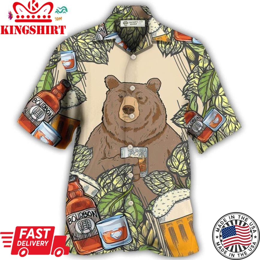 Bear I Drink Bourbon Hawaiian Shirt