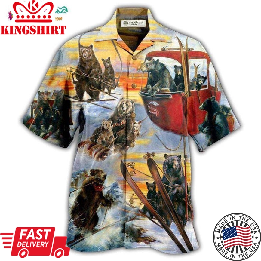 Bear Live Breathe Ski Funny Hawaiian Shirt