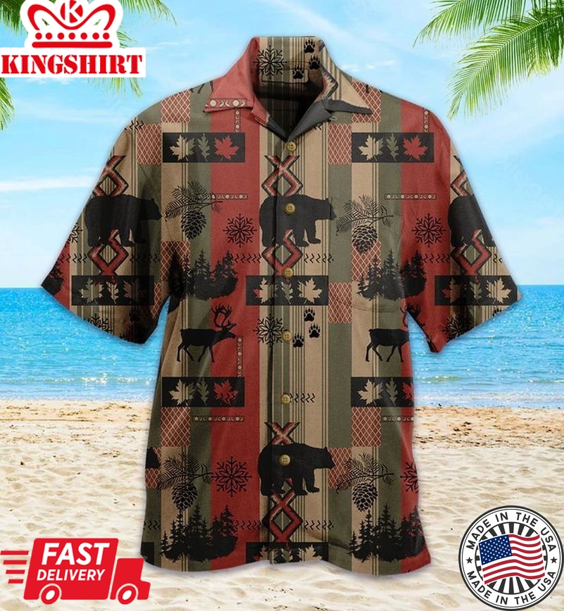 Bear Lodge Nature Wildlife Brown Trendy Hawaiian Shirt 3D Summer Gifts