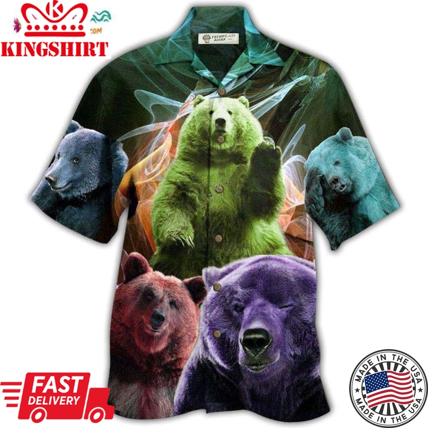 Bear Love Ligh Neon Hawaiian Shirt