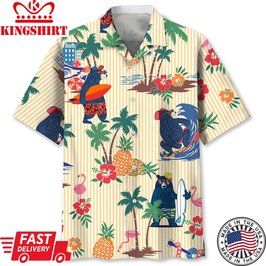 Bear Surfing Tropical Hawaii Shirt