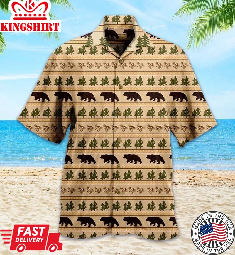 Bear Tracks Brown Trendy Hawaiian Shirt 3D Summer Gifts