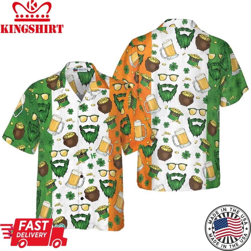 Beard Saint Patrick's Day Seamless Pattern Hawaiian Shirt