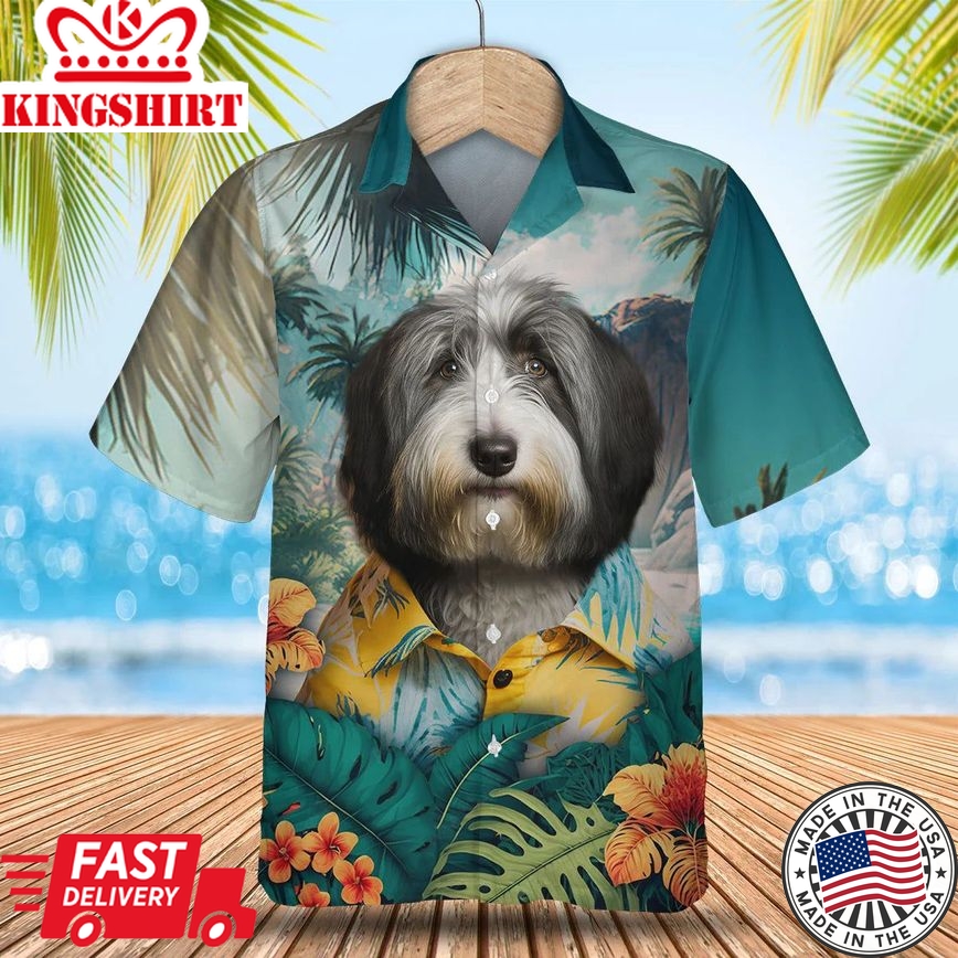 Bearded Collie Ai - 3D Tropical Trendy Hawaiian Shirt