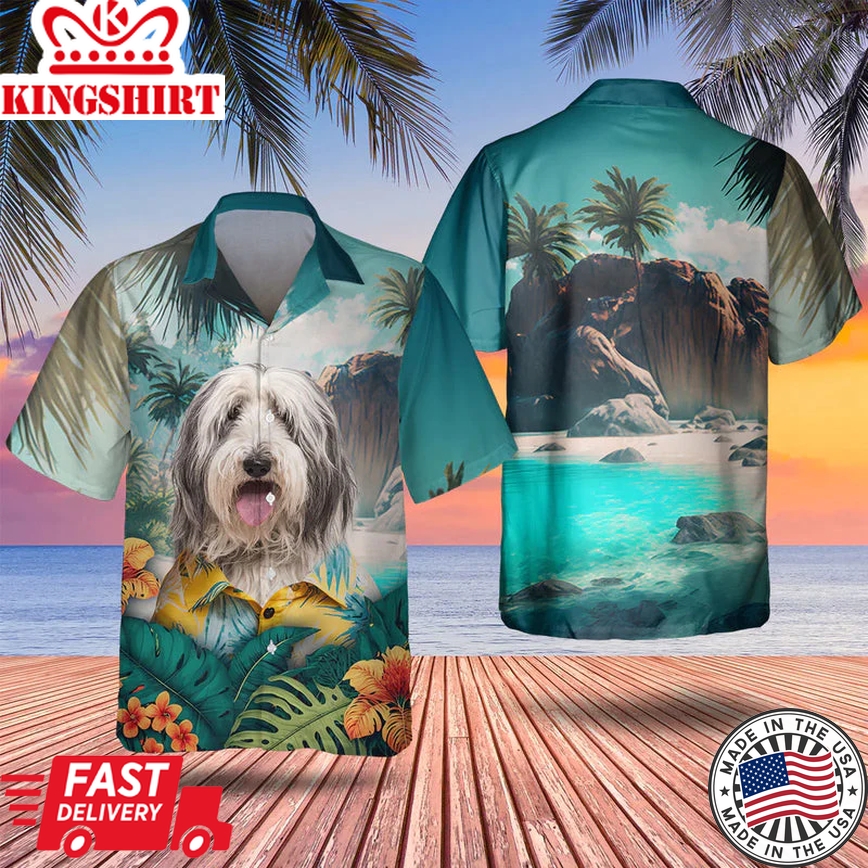 Bearded Collie Tropical Trendy Hawaiian Shirt for Men: Summer Style