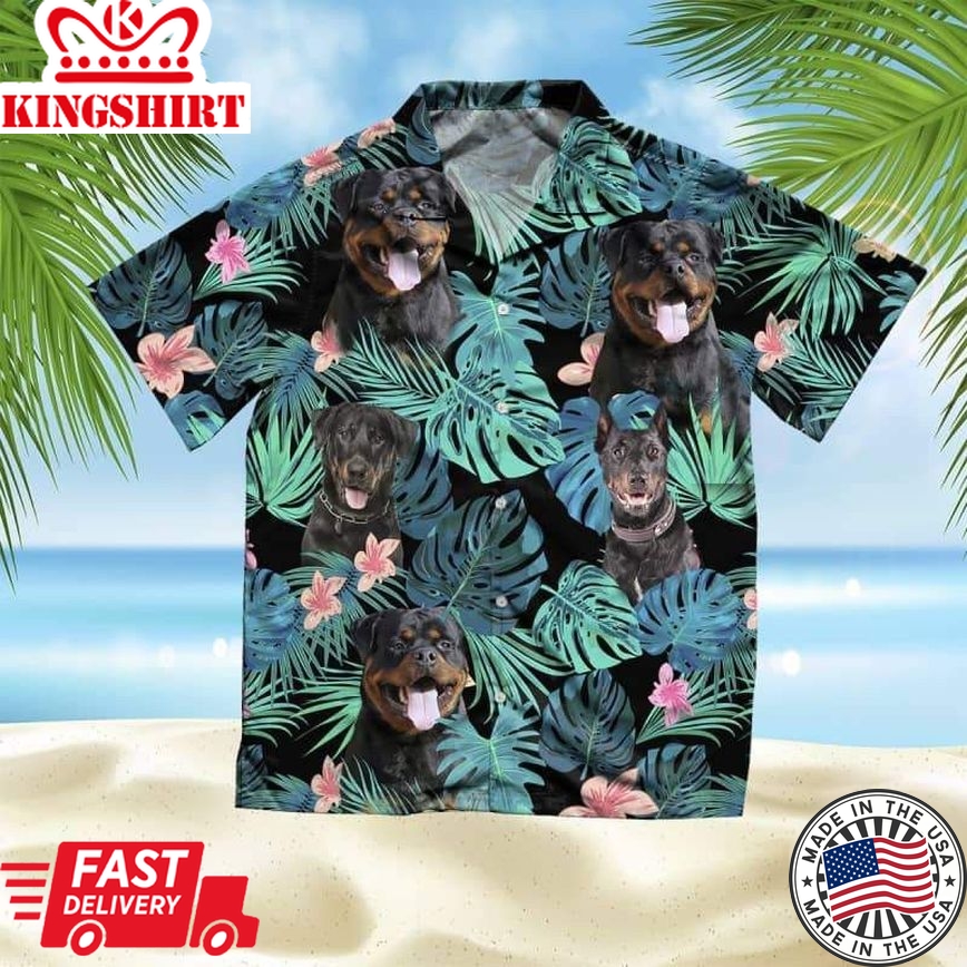 Beauceron Trendy Hawaiian Shirt, Dog Summer Leaves Trendy Hawaiian Shirt, Unisex Print Aloha Short Sleeve Casual Shirt Summer Gifts