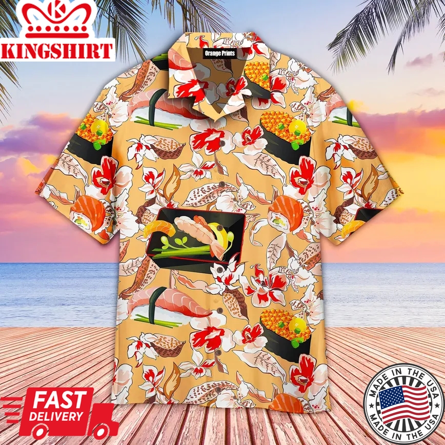 Beautiful Classic Japanese Sushi Floral Trendy Hawaiian Shirt