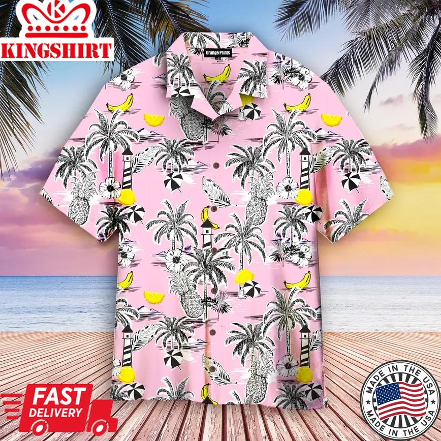 Beautiful Island With Palm Trees Aloha Trendy Hawaiian Shirts