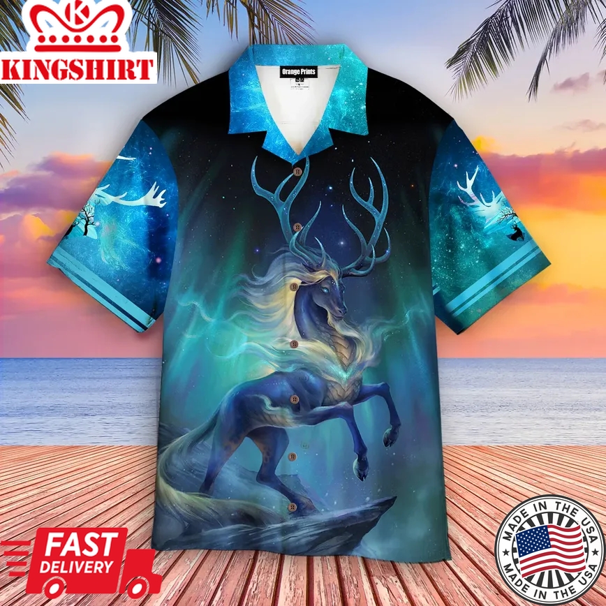 Beautiful Night Deer Trendy Hawaiian Shirt