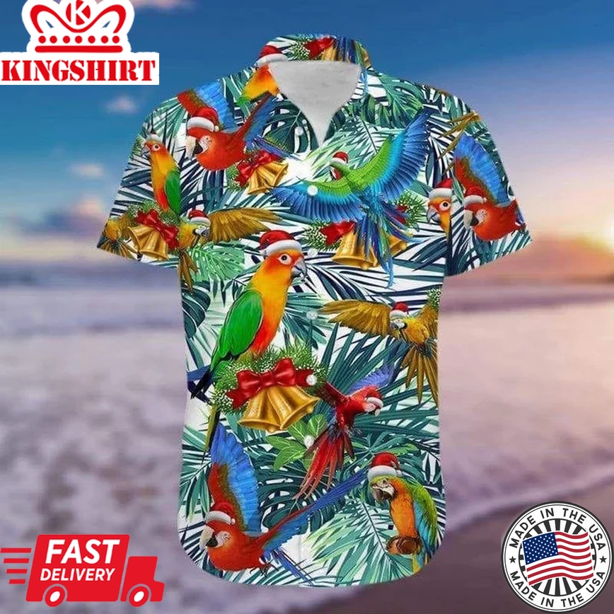 Beautiful Parrot In Santa Hat Christmas So Cute Design Trendy Hawaiian Shirt