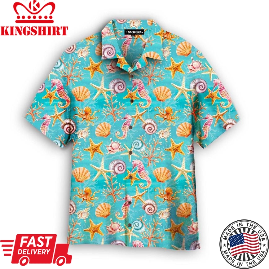 Beautiful Seashells Corals Trendy Hawaiian Shirt