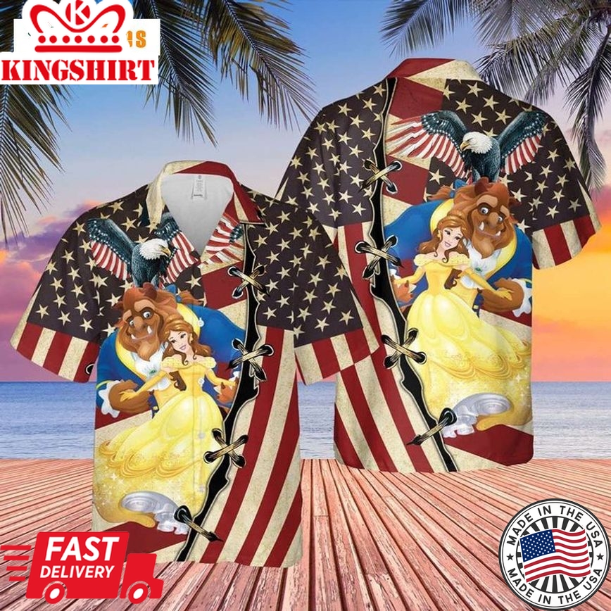 Beauty And The Beast Disney, Us Flag Patriot Day, Disney Trendy Hawaiian Shirt Perfect Gifts For Your Loved Ones