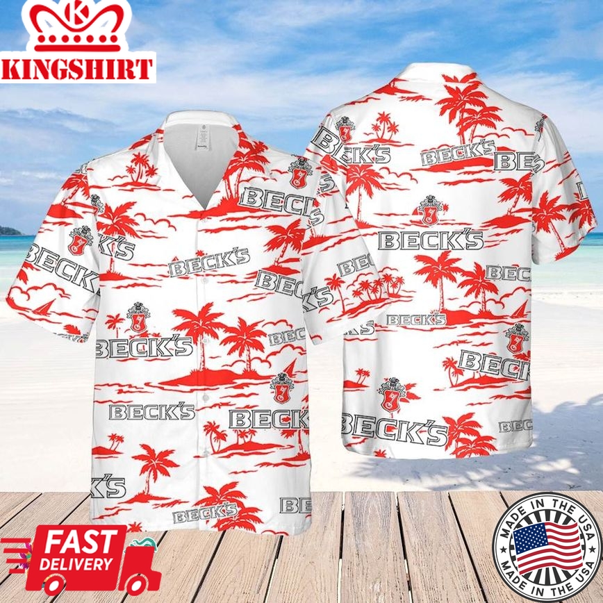 Beck's Beer Hawaiian Beach Pattern Shirt, Summer Beer Hawaiian Shirt