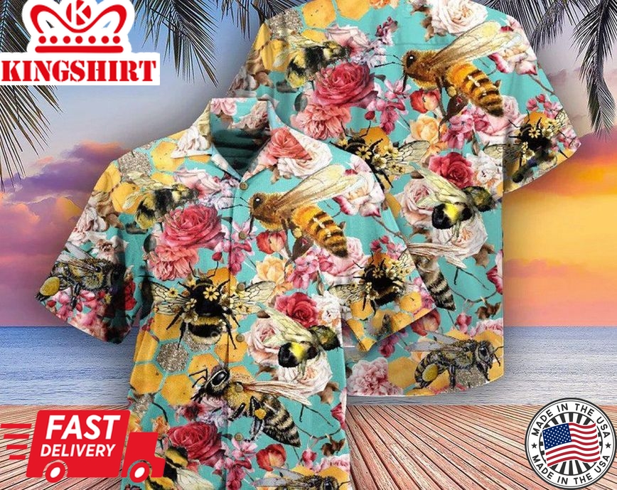 Bee Let Make Gorgeous Roses So Beautiful Trendy Hawaiian Shirt, Aloha Short Sleeve Button Down, Gift For Family, Hawaiian Set, Funny Trendy Hawaiian Shirt