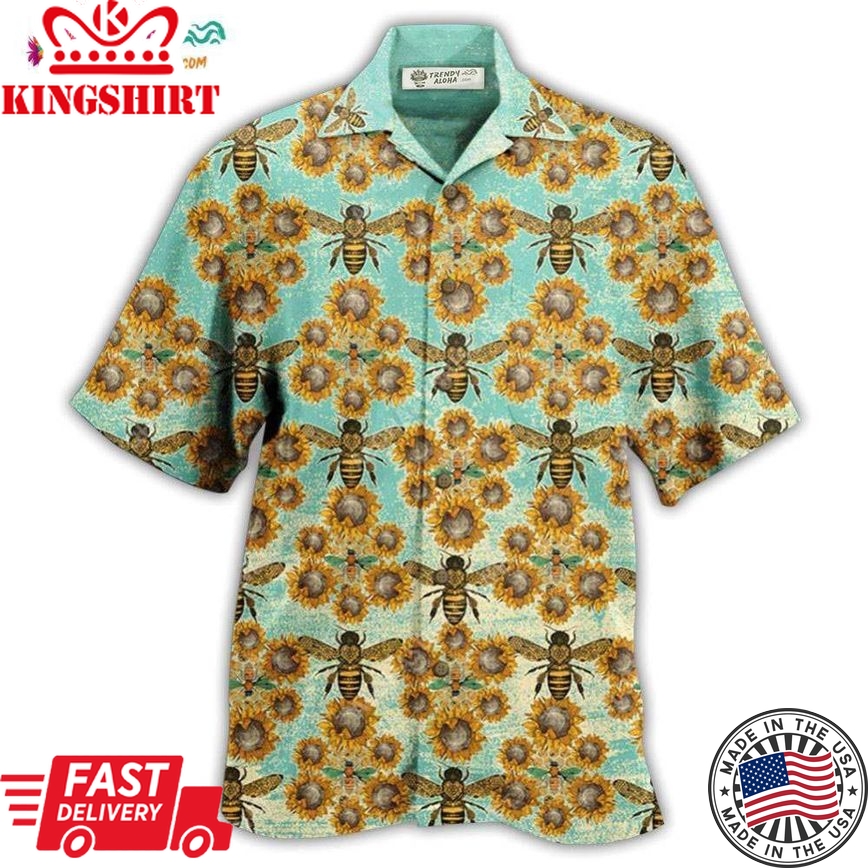 Bee Loves Sunflowers Hawaiian Shirt