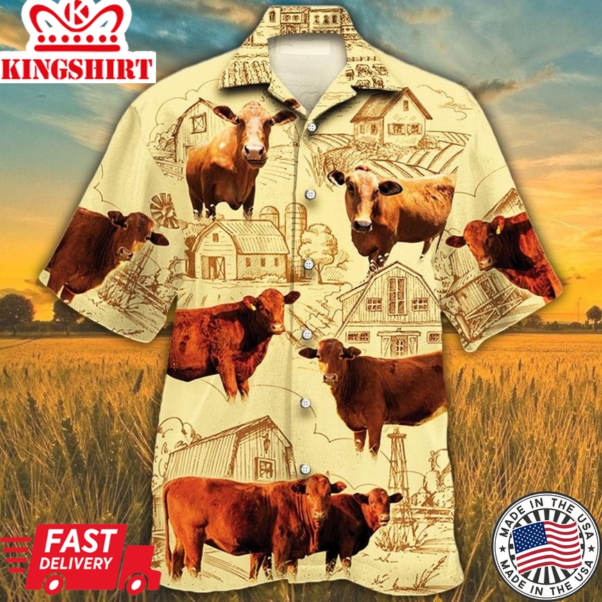 Beefmaster Cattle Lovers Farm Trendy Hawaiian Shirt, Cow Trendy Hawaiian Shirt For Summer Gifts