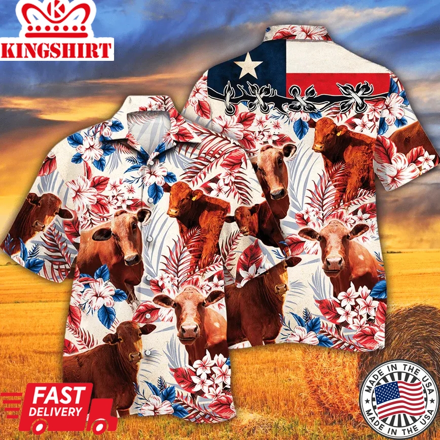 Beefmaster Cattle Lovers Texas Flag Trendy Hawaiian Shirt, Cow Trendy Hawaiian Shirt For Summer Gifts