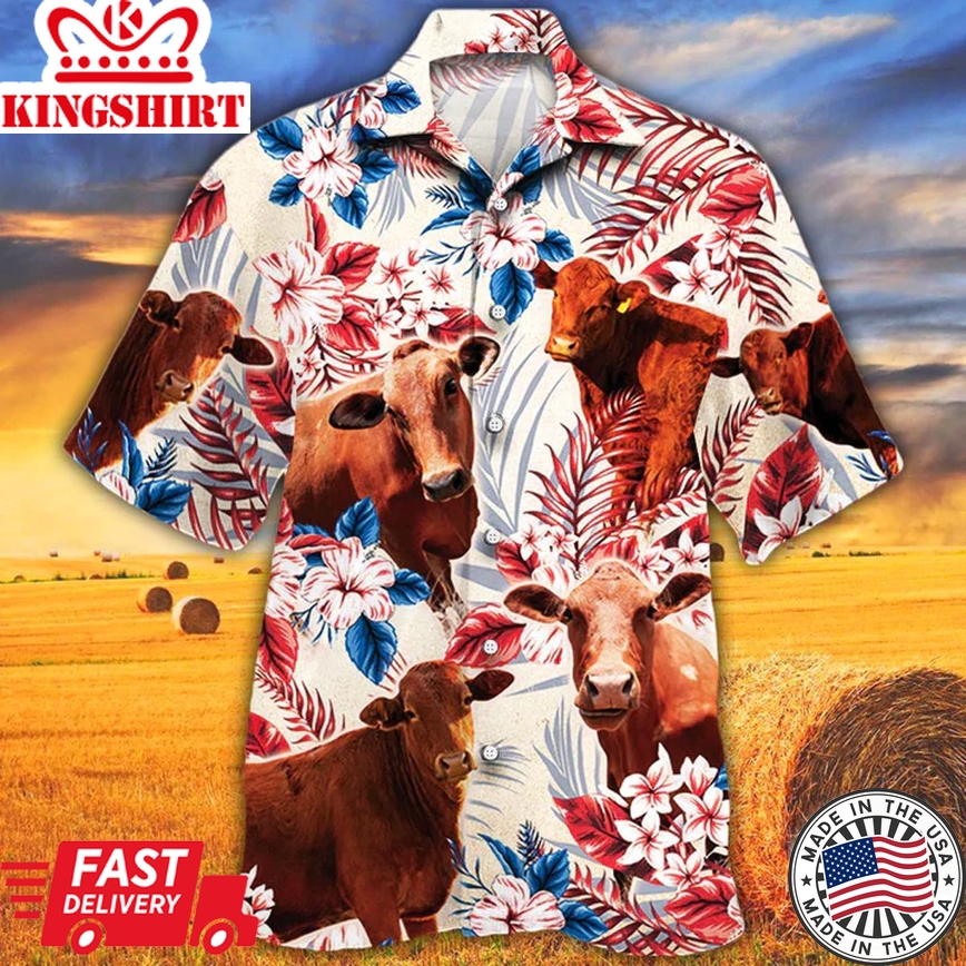 Beefmaster Cattle Lovers Texas Flag Trendy Hawaiian Shirt, Cow Trendy Hawaiian Shirt Vintage Flower, Trendy Hawaiian Shirt Men, Trendy Hawaiian Shirt Women