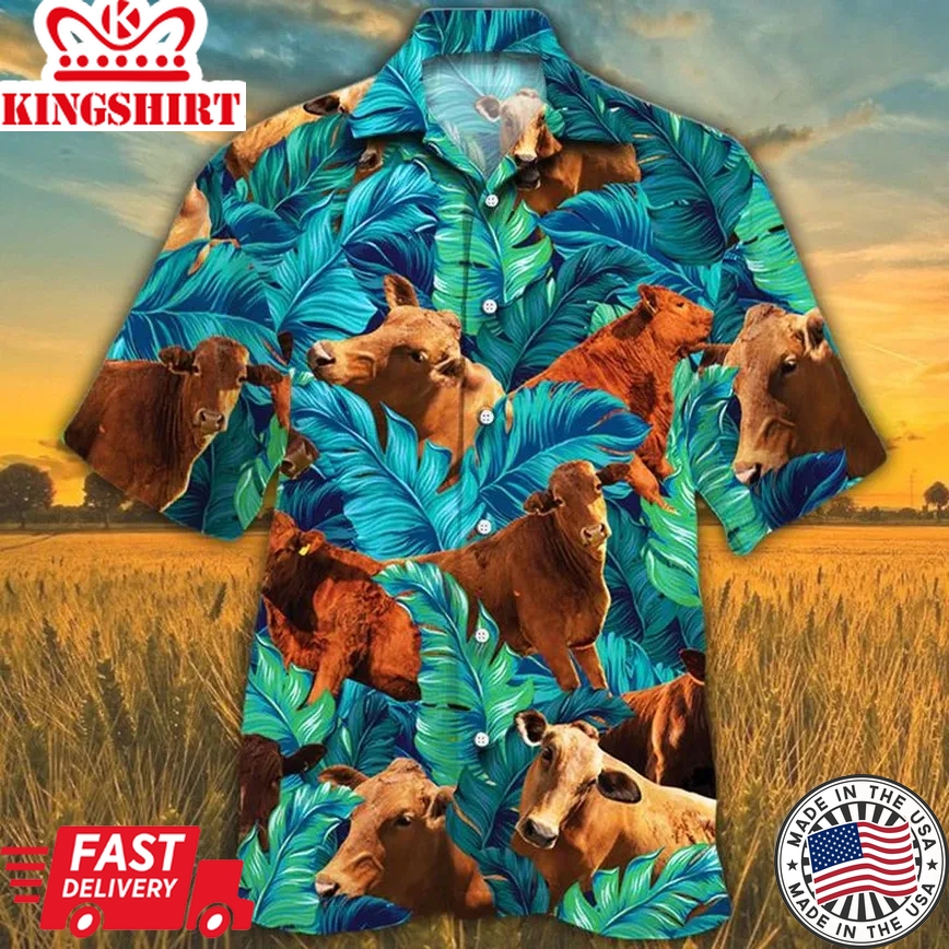 Beefmaster Cattle Lovers Trendy Hawaiian Shirt, Cow Trendy Hawaiian Shirt For Summer Gifts