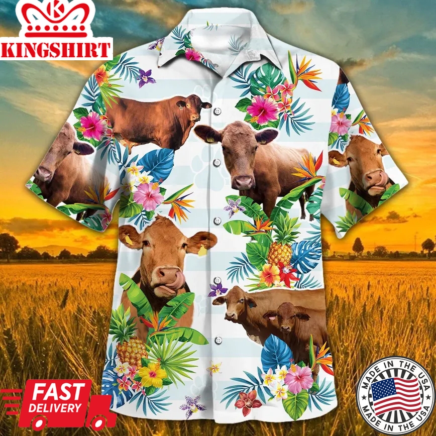 Beefmaster Cattle Tropical Flower Trendy Hawaiian Shirt Summer Gifts