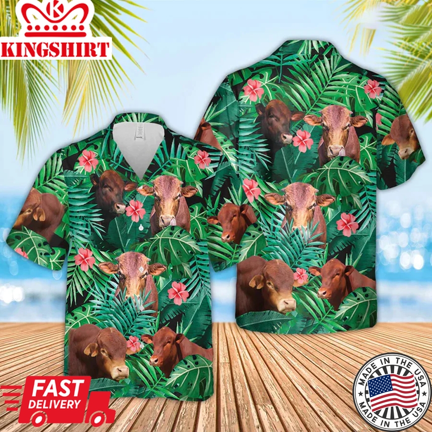 Beefmaster Cow Trendy Hawaiian Shirt, Farmer Trendy Hawaiian Shirts, Summer Tropical Shirts, Gift For Him, Funny Trendy Hawaiian Shirts