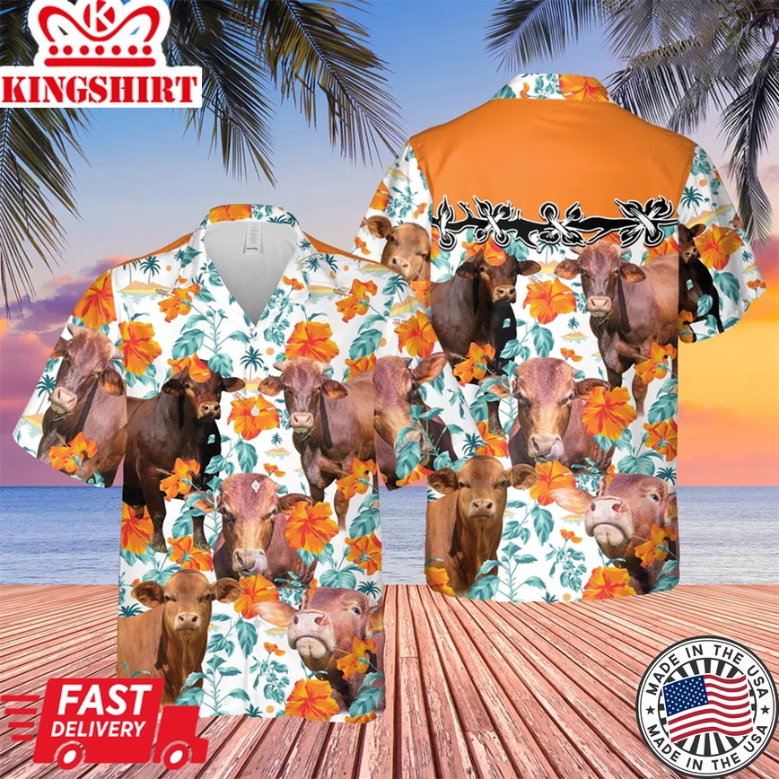 Beefmaster Hibiscus Floral 3D Trendy Hawaiian Shirt