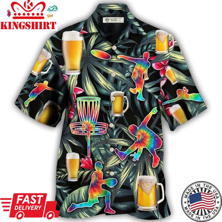 Beer And Disc Golf Tropical Flower Tie Dye Hawaiian Shirt