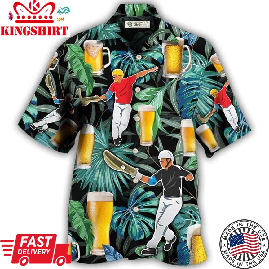 Beer And Jai Alai Tropical Pattern Hawaiian Shirt