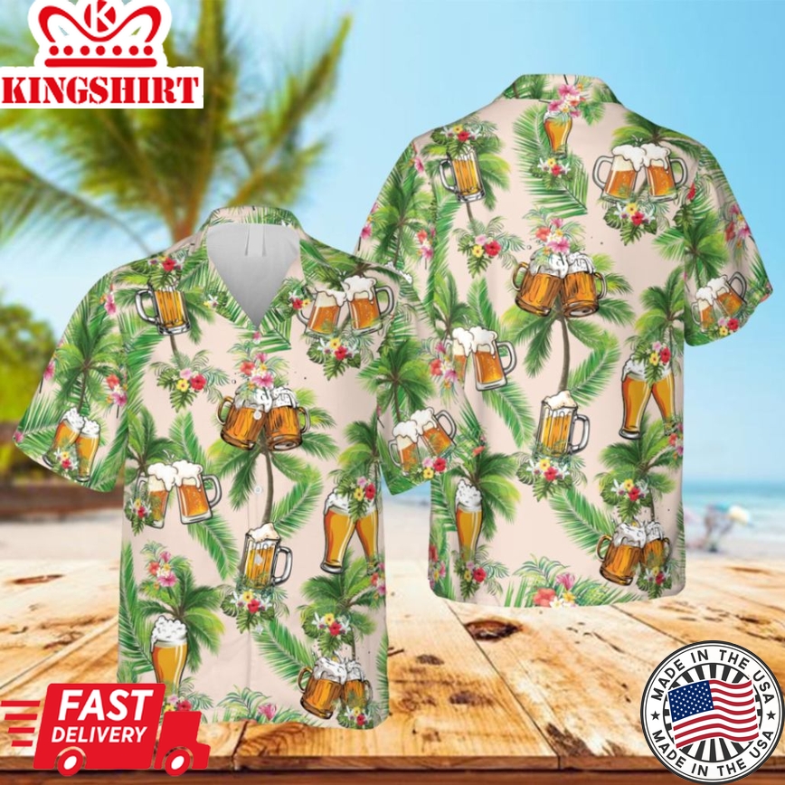 Beer And Palms Hawaii Shirt, Lounge Shirt