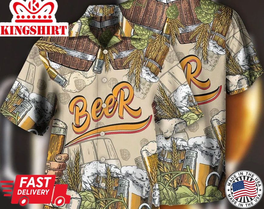 Beer Born To Drink - Trendy Hawaiian Shirt, Hawaii Shirt Party Summer, Tropical Beach Shirt Button Down Shirt, Best Gifts For Men, Hawaiian Set.