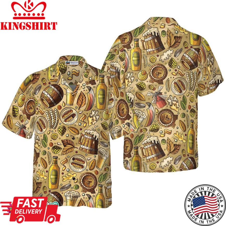 Beer Fest Seamless Pattern Hawaiian Shirt