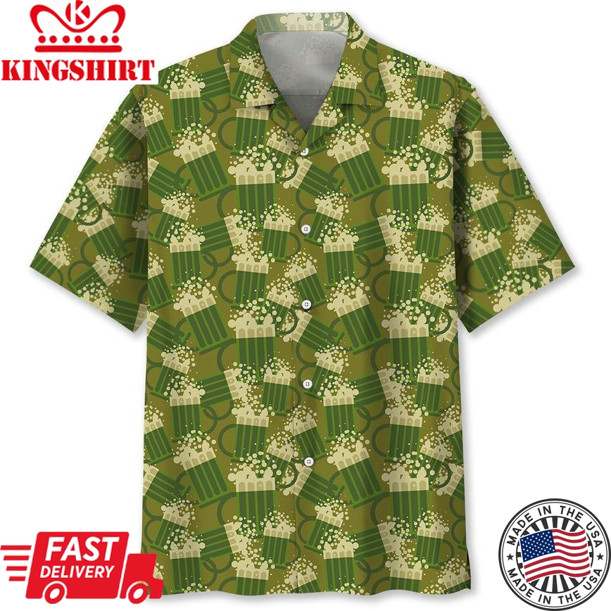 Beer Green Irish St.Patrick Day Trendy Hawaiian Shirt