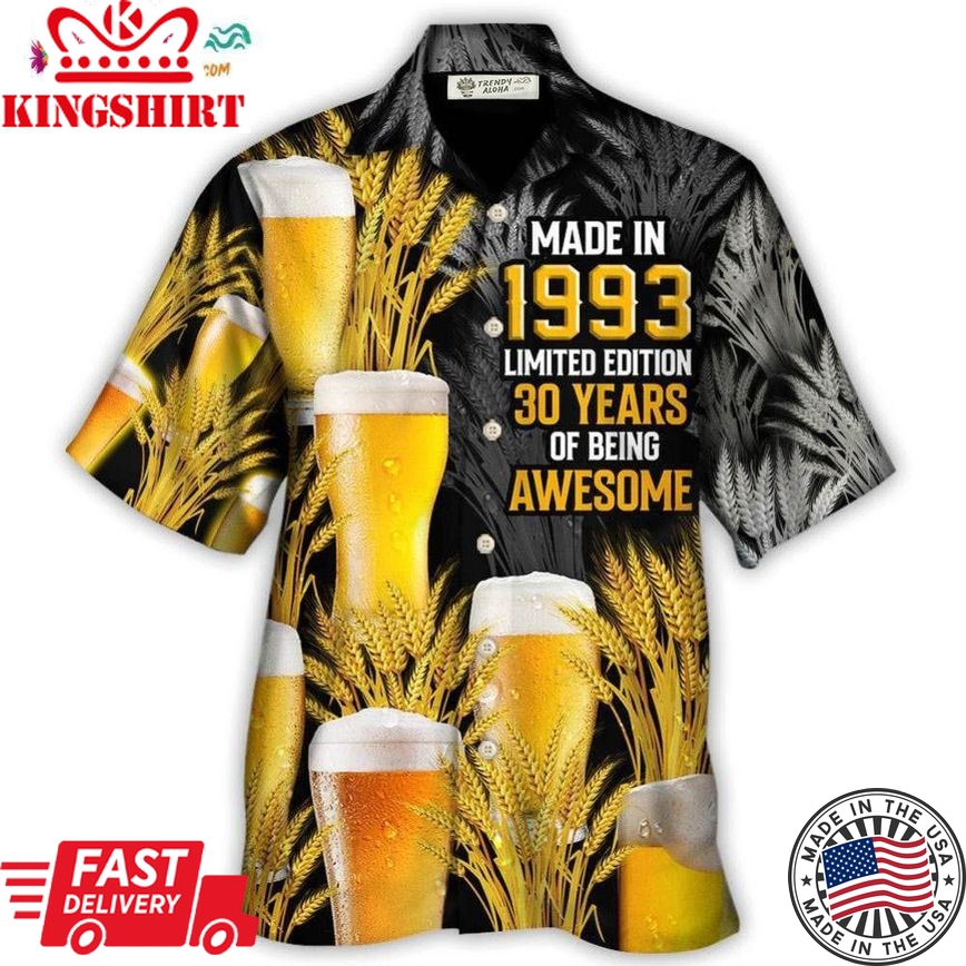 Beer Happy Drinking Beer Made In 1993 Hawaiian Shirt