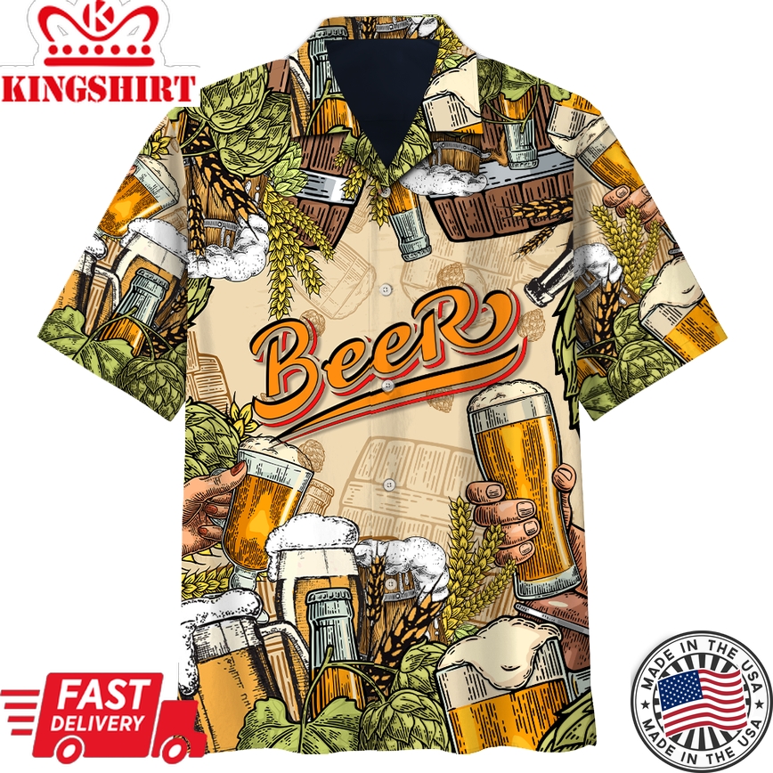 Beer Hawaiian Shirt Beer Cups With Oats Aloha Shirt