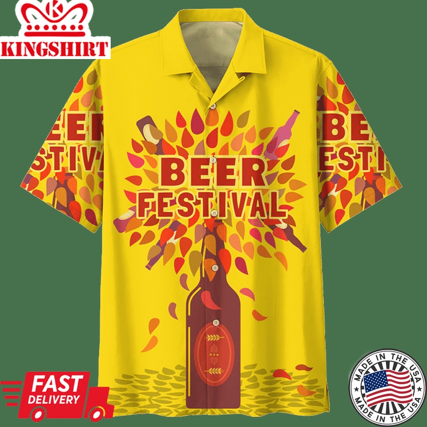 Beer Hawaiian Shirt Beer Festival Yellow Aloha Shirt