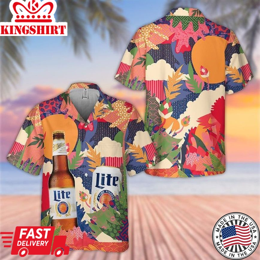 Beer Hawaiian Shirt Miller Lite Beer Colorful Hawaii Aloha Shirt Beer Hawaii Shirt