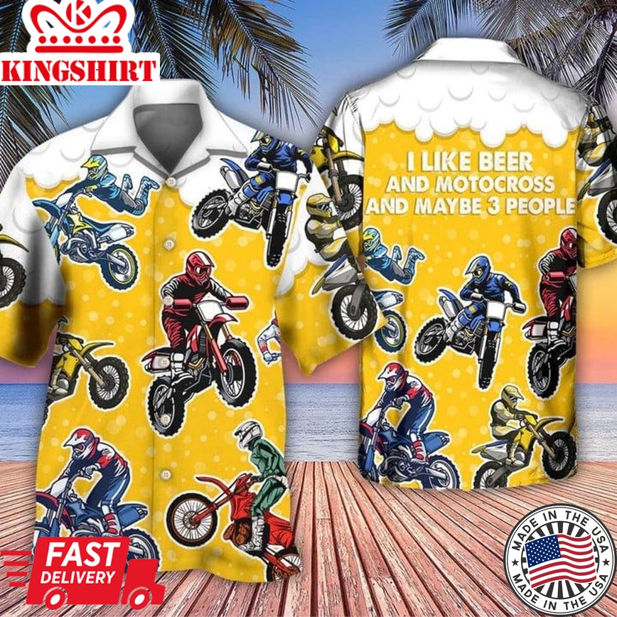 Beer I Like Beer And Motocross Trendy Hawaiian Shirt Men Women Beer Hawaii Aloha Beach Shirt, Beach Party 2023 Shirt