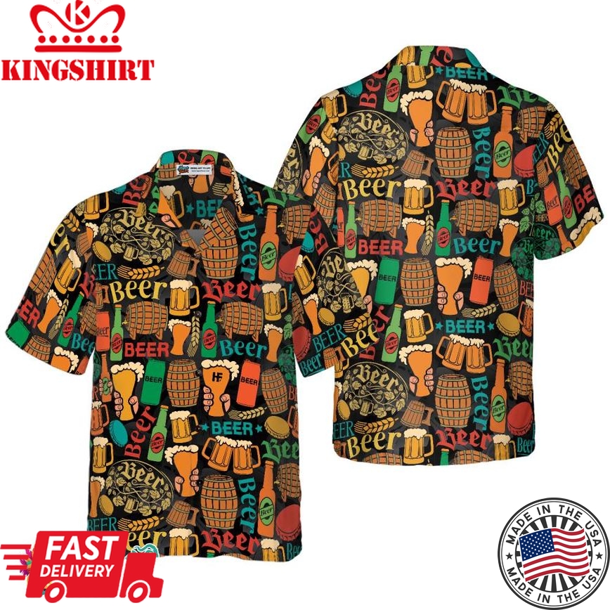 Beer Mug Pattern Hawaiian Shirt