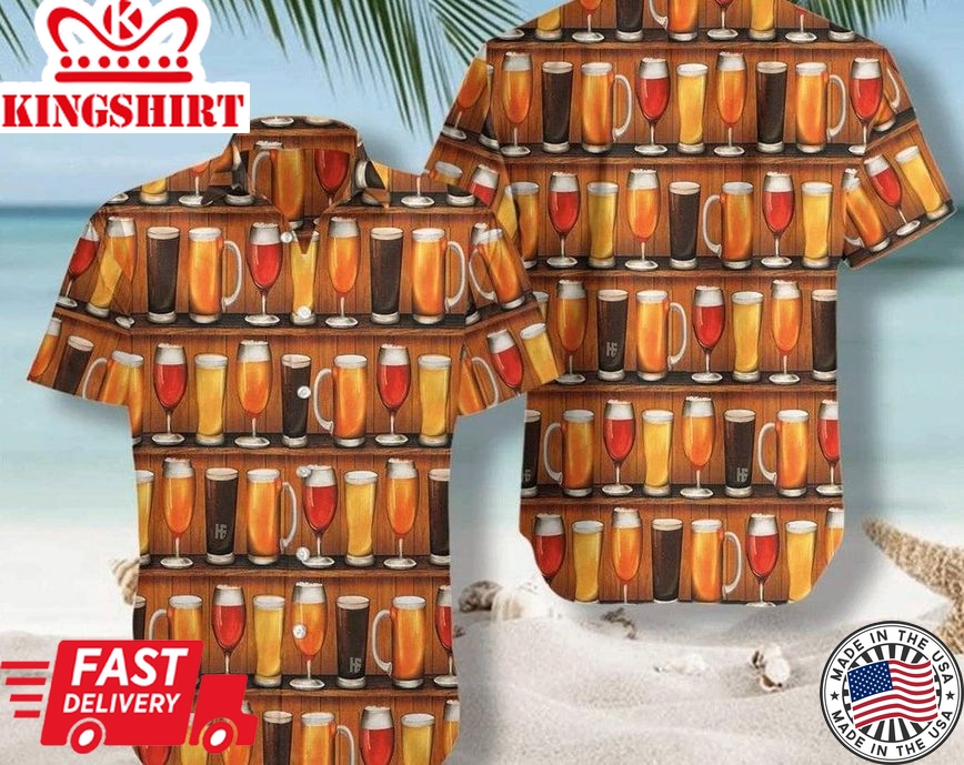 Beer Mugs Trendy Hawaiian Shirt, Beach Party Matching Shirt For Men/Women, Hawaiian Set Gift, Gifts For Bachelor Party.