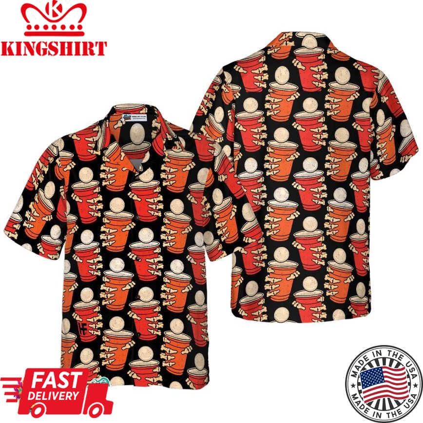 Beer Pong Halloween Party Hawaiian Shirt