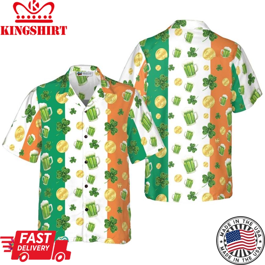 Beer Shamrock And Coin St Patrick's Day Hawaiian Shirt